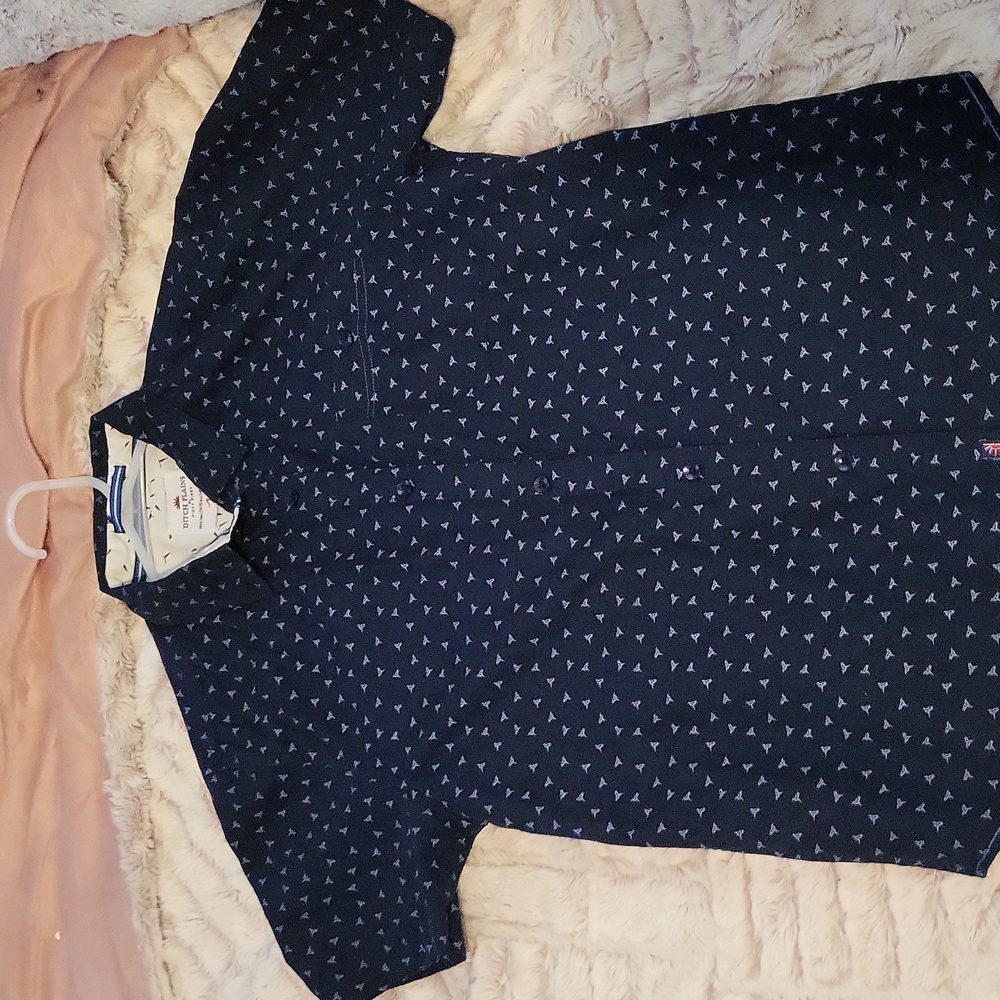 Dark Blue Designed Button Up